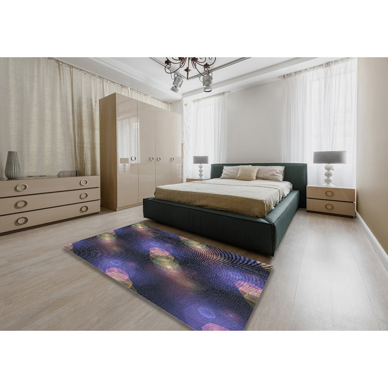 Tapis bleu/vert à motifs, Rectangle 6 pi x 9 pi