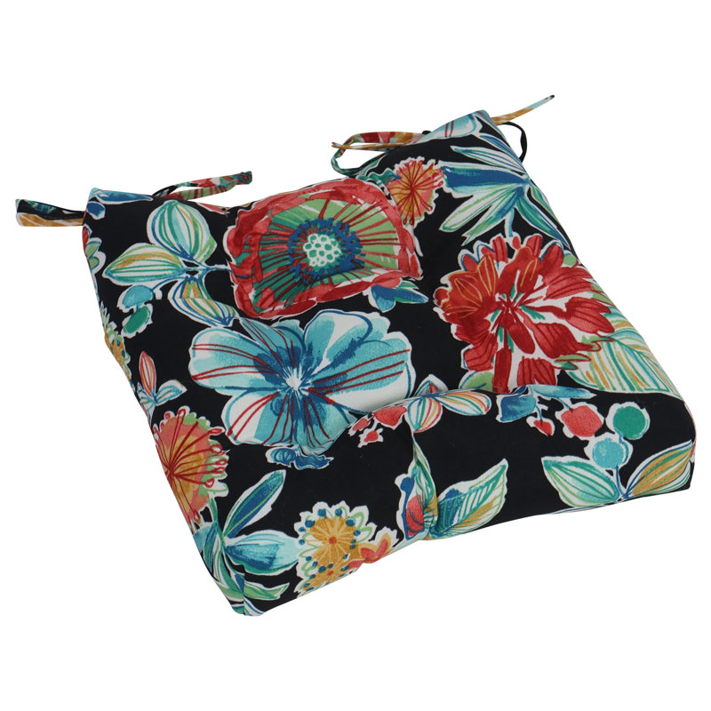 Coussin de chaise Adirondack d'intérieur / d'extérieur, Noir / rouge / orange floral