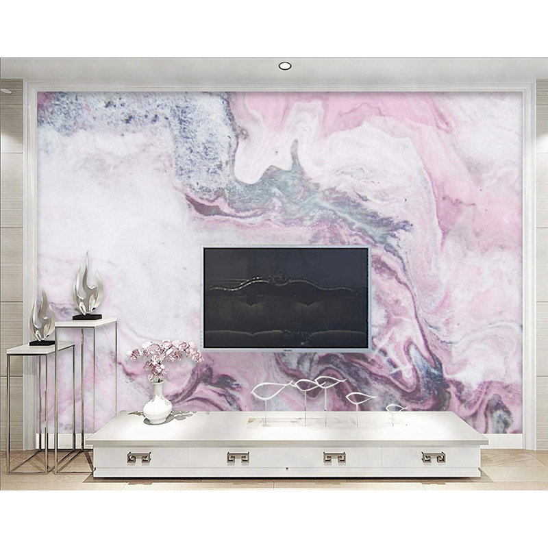 Papier peint amovible moderne en marbre rose, L 9 po x l 15 po