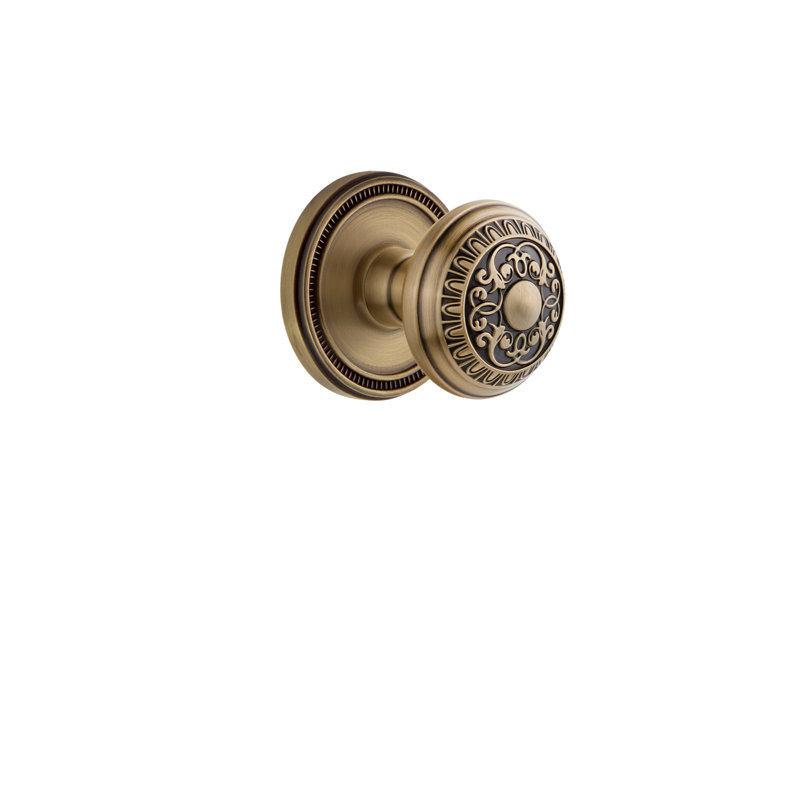 Rosette Grandeur Soleil avec bouton de porte Windsor, Laiton rétro, 2 3/4"