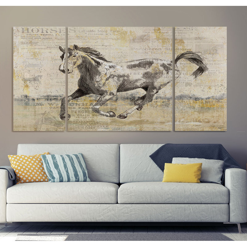 Golden Stallion II-impression sur toile tendue multi-pièces, H 32 po x l 64 po x P 1,5 po