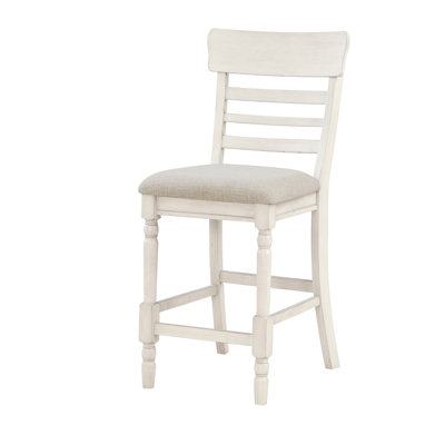 Upholstered Counter Stool with Solid Wood Frame
