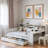 Wooden Daybed With Storage Shelves, 2 Storage Drawers And Study Desk-1608798030