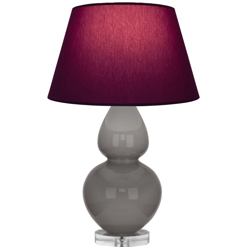 Double Gourd Table Lamp, Navy/Gray, Daisy Glazed/Silver