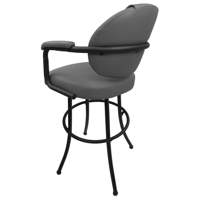Mecos Swivel Upholstered Counter Stool with Metal Frame, Black, Extra Tall (34" Seat Height), Gray