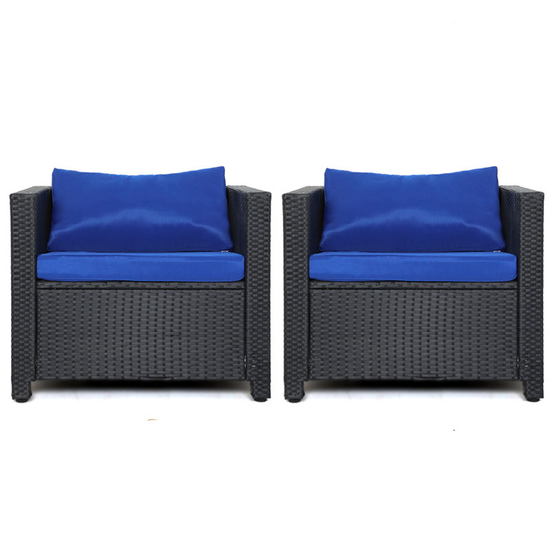 Chaise de patio avec coussins Acheron, Bleu marine