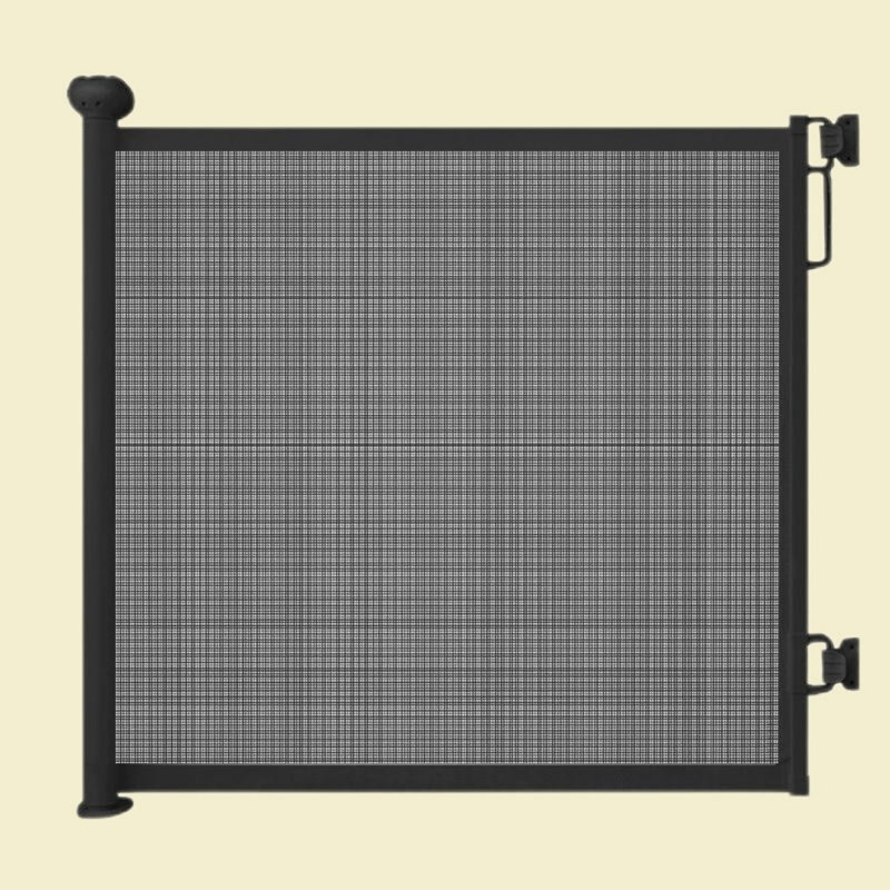 Barrière escamotable pour bébé, Noir, H 33,9 po x l 70,9 po x P 1,5 po