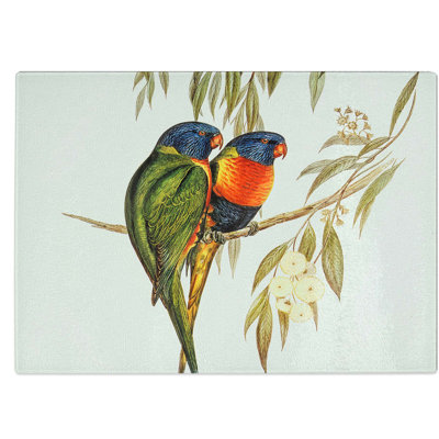 Tempered Glass Swainson's Lorikeets by Elizabeth Gould Chopping Board