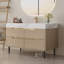 Meuble-lavabo moderne 35,4 po avec plateau en pierre frittée et 4 tiroirs, autoportant / mural