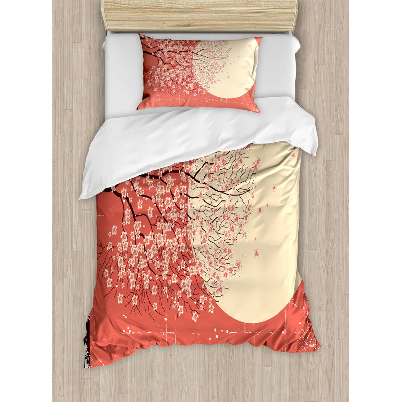 Eclectic Polyester Floral Duvet Cover, Twin Duvet Cover + 1 Standard Sham