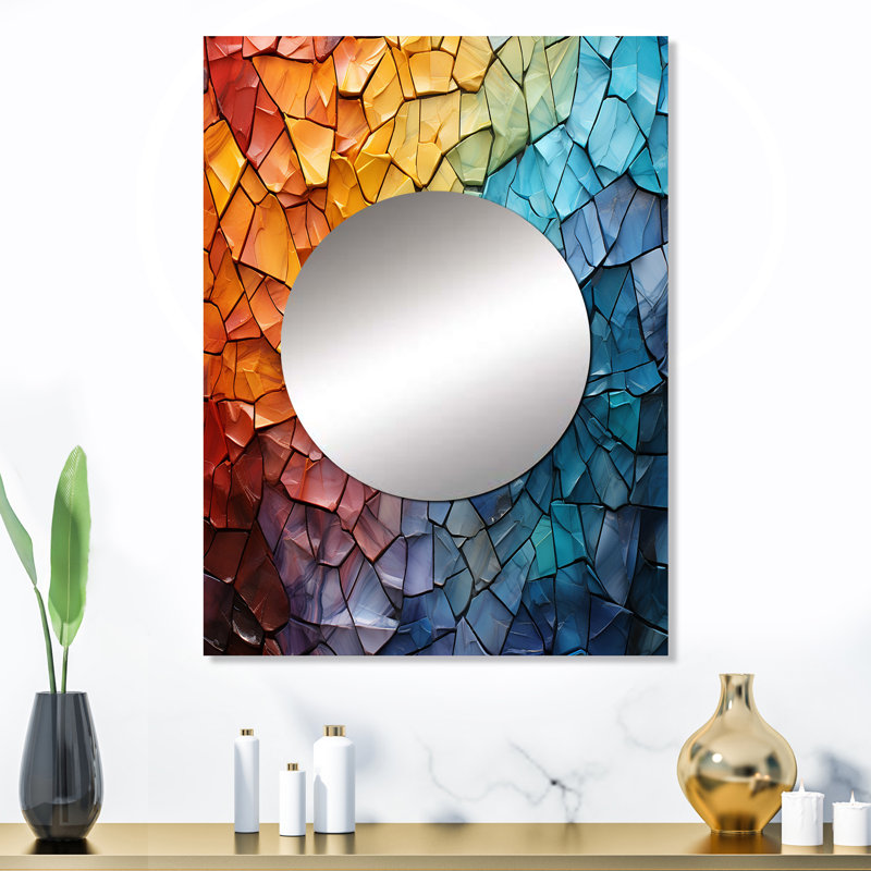 Colorful Mosaic II - Abstract Collages Decorative Mirror, Modern Large Wall Mirror, Printed Metal Art, 32" x 24"
