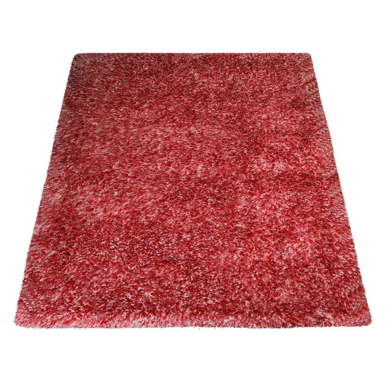 Kenshawn HAND TUFTED SHAG POLYESTER ECO-FRIENDLY AREA RUGS - Red & White Color | Solid Design | Area Rugs for Living room,  Bedroom