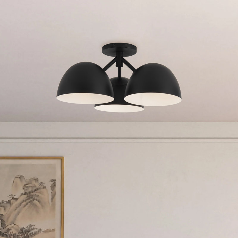 Fosso 17-in Gold Semi-Flush Mount, Matte Black