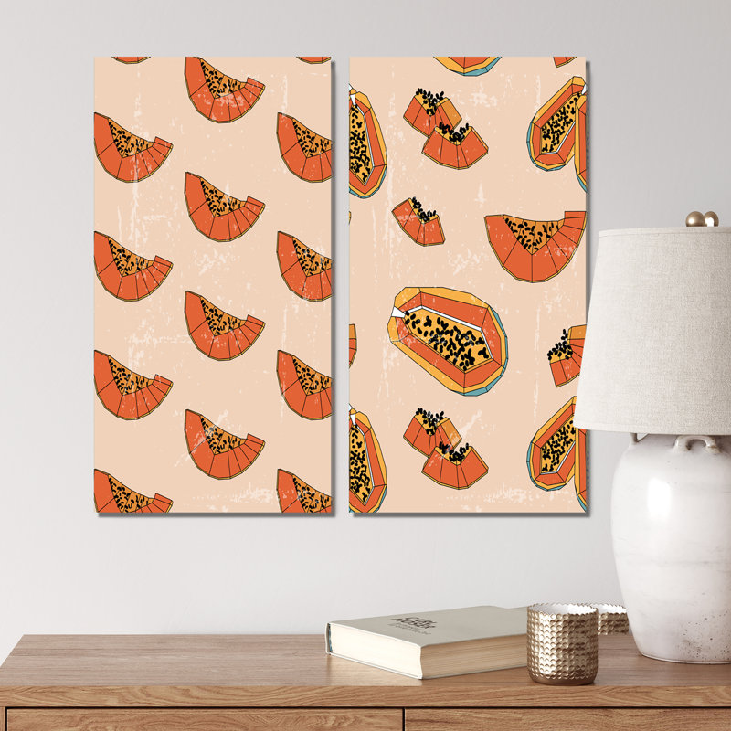 «Vintage Autum Fruits I», ensemble de 2 impressions, H 32 po x l 32 po x P 1 po, Toile tendue