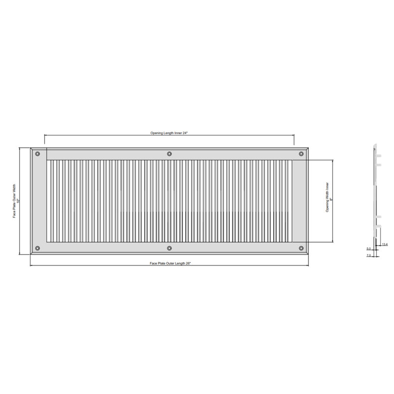 Grille murale en aluminium, Blanc