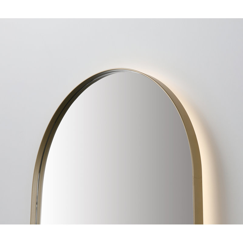 Miroir à miroir rétro-éclairé, 35,43 po x 21,65 po, Doré, Ovale