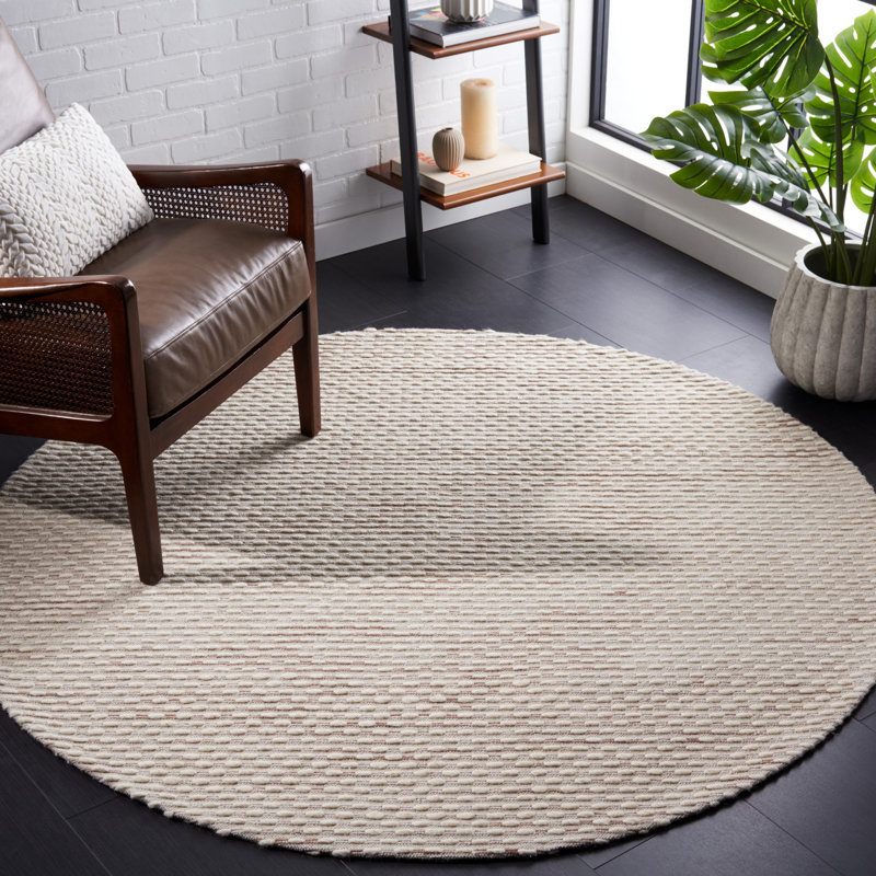 Laureldale Hand Woven Wool/Cotton Abstract Rug in Beige, Round 6'