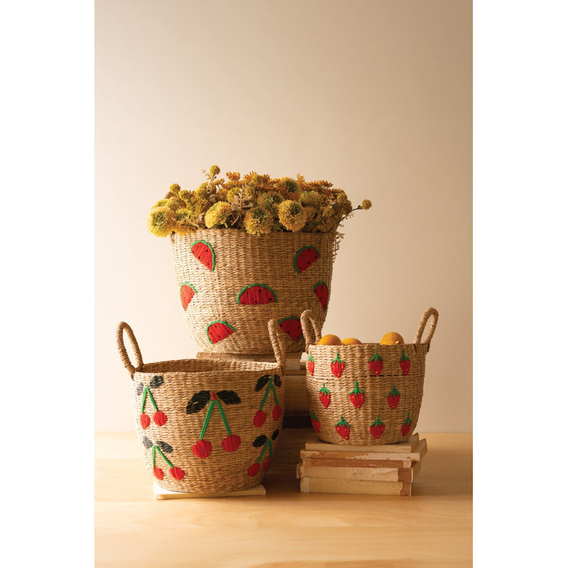 Kalalou Set of 3 Seagrass Baskets – Fruit