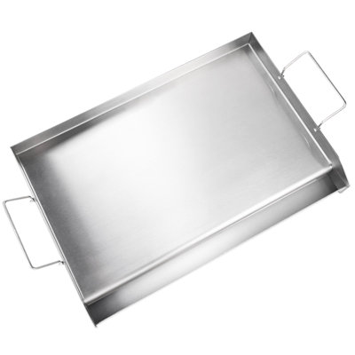 Stove Top Griddle, 23.5"x16", Pre-Seasoned Stainless Steel, 1 Piece, Rectangular Griddle Pan, Silver, Even Heat Distribution