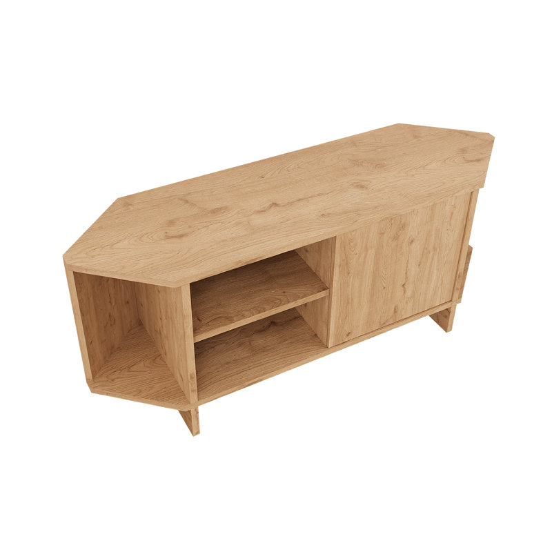 Teo Corner TV Stand – Space-Saving TV Unit for 43–48'' TVs, Compact Media Console with Open Shelves & Cabinet, Ready to Assemble, Available in 7 Colours