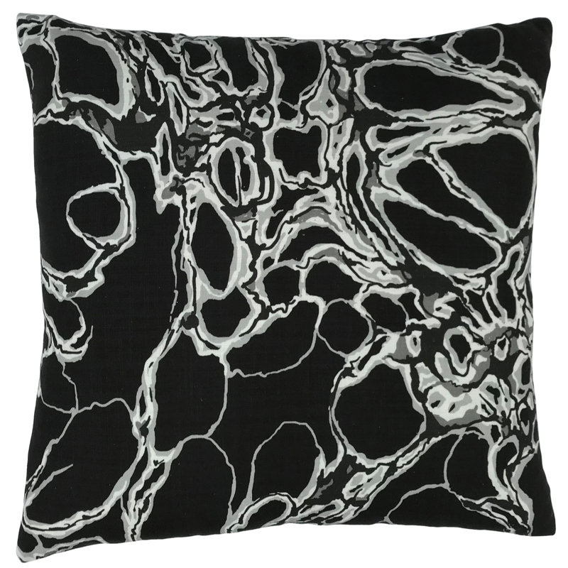 Webster Abstract Linen Reversible Throw Pillow, 18" x 18", Black
