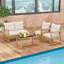 Ensemble de 4 meubles de patio avec coussins et table basse en bois d'acacia-1701233337