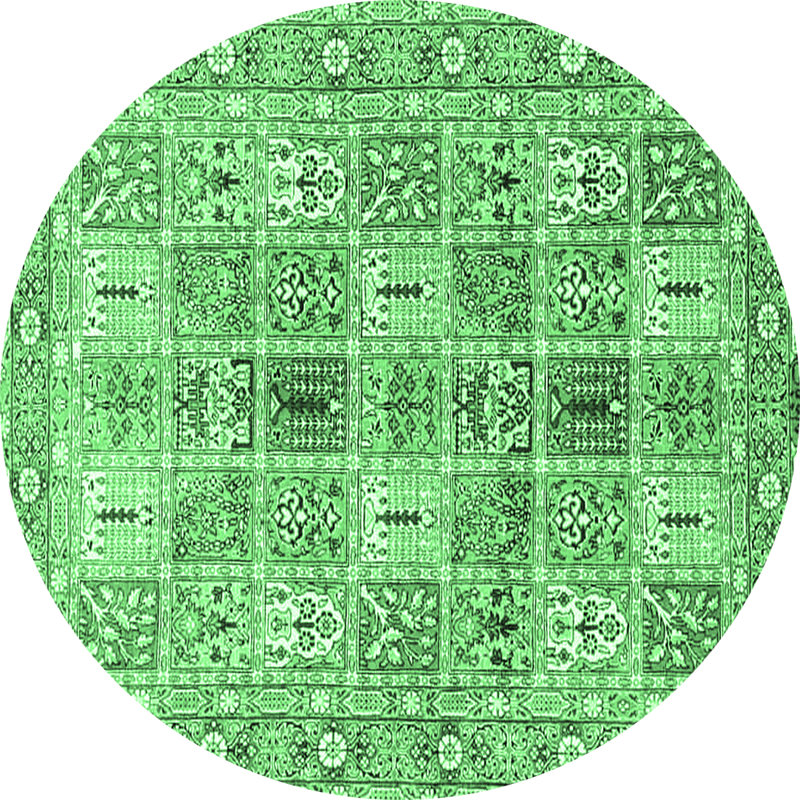 Tapis traditionnels vert émeraude 4767, Rond 8 pi