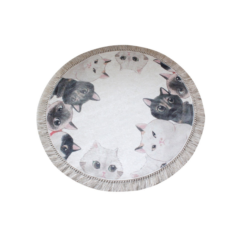 Tapis de bain antidérapant de qualité supérieure, 35,4 pouces de diamètre, 100% polyester, hauteur des poils de 10 mm | Antibactérien, lavable à la machine, 700 g / m² | Doux et durable pour la sécurité et le confort de la salle de bain, conception facile d'entretien