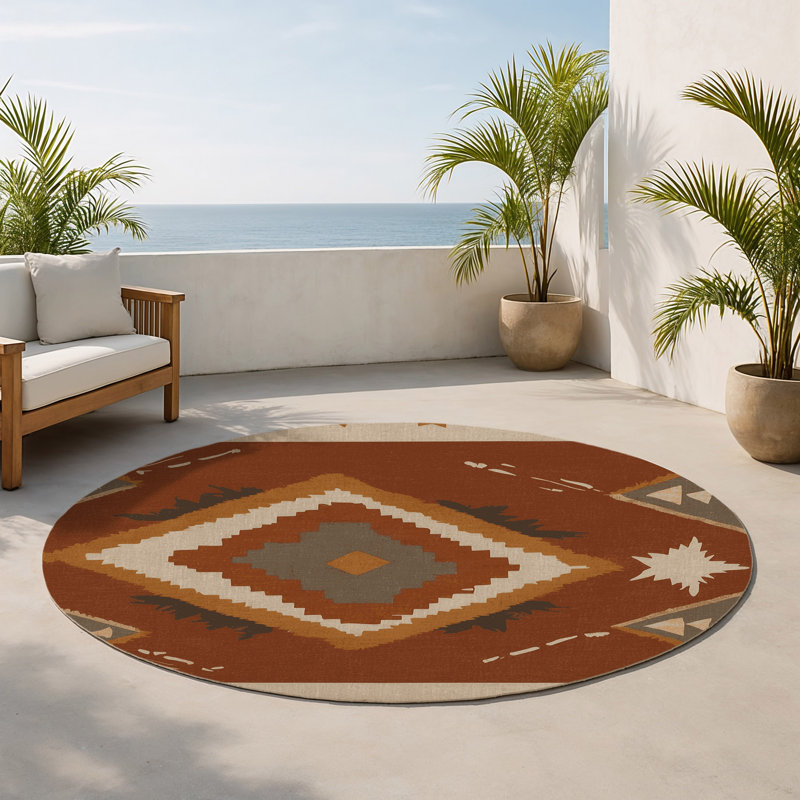 Tapis intérieur et extérieur Dawn Glow, Rond 5 pi