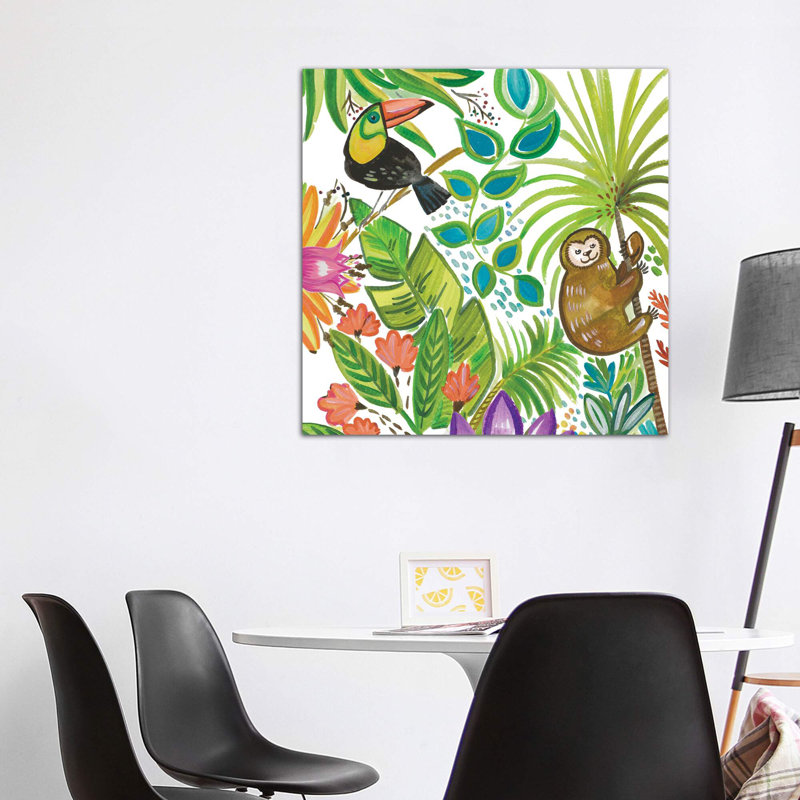 Art tropical encadré, Toile tendue, H 48 po x l 48 po x P 1,5 po