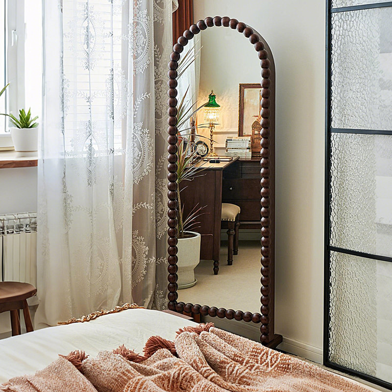 Retro Style Rotating Mirror with Integrated Storage Rack