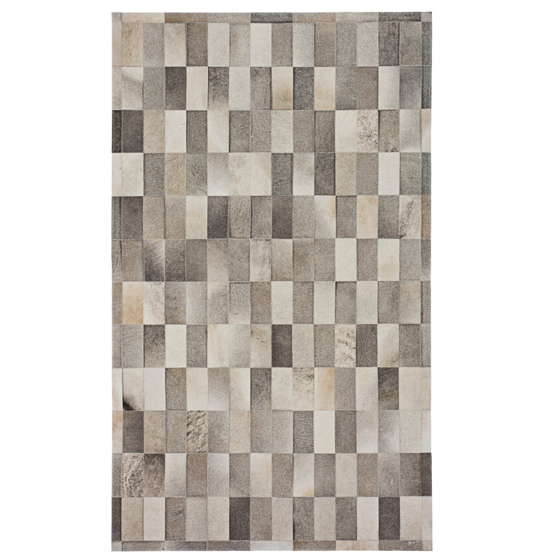 Tapis géométrique en peau de vache / gris / beige Daedalus, Rectangle 5 pi x 8 pi