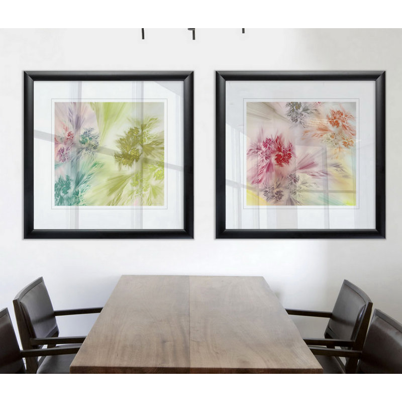 Whisper I - Matted and Framed Under Acrylic Glass, Set of 2, Large Living Room Wall Art, Black Framed