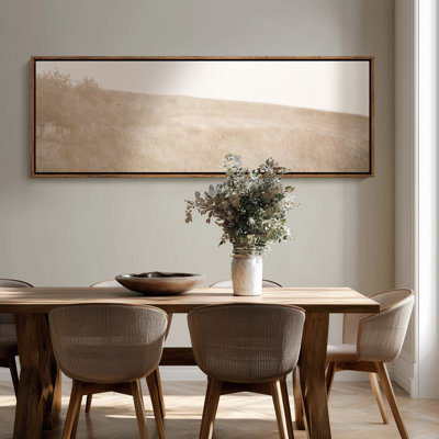 Extra Large Minimal Beige Hillside Landscape Framed Canvas Print Wall Art