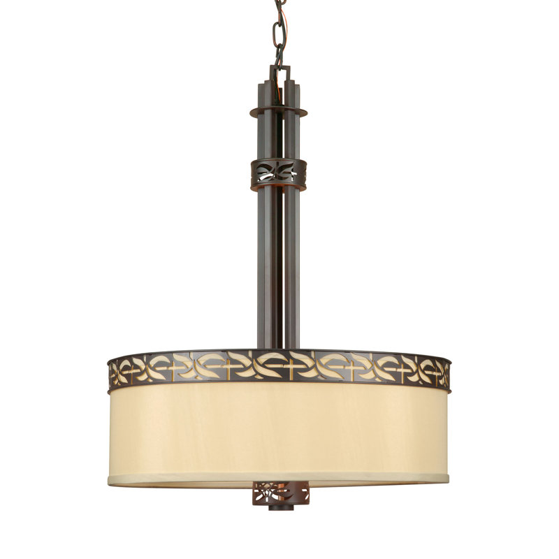 Luminaire suspendu tambour simple 4 lumières