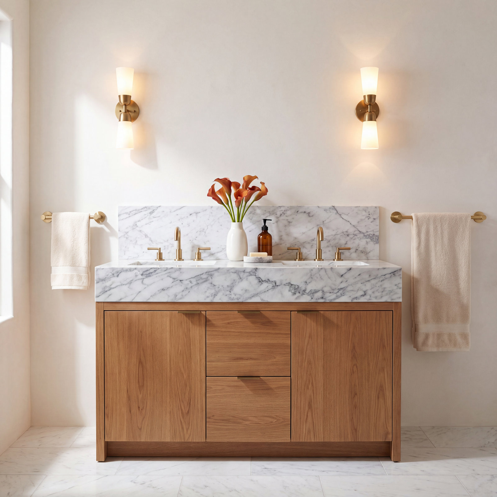Circular 2-Piece Bathroom Hardware Set, Brushed Gold