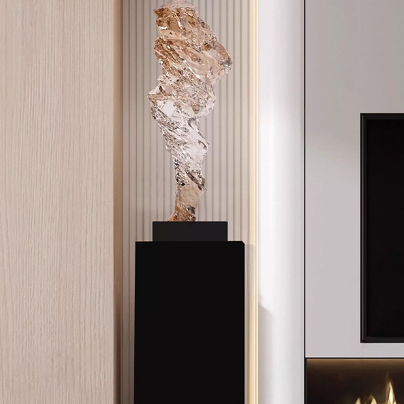 Modern Resin + Marble Finial Decorative Object, Black/Gold