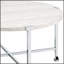 Table basse ronde en chêne blanc et chrome, élégance moderne et charme industriel pour les espaces de vie contemporains.