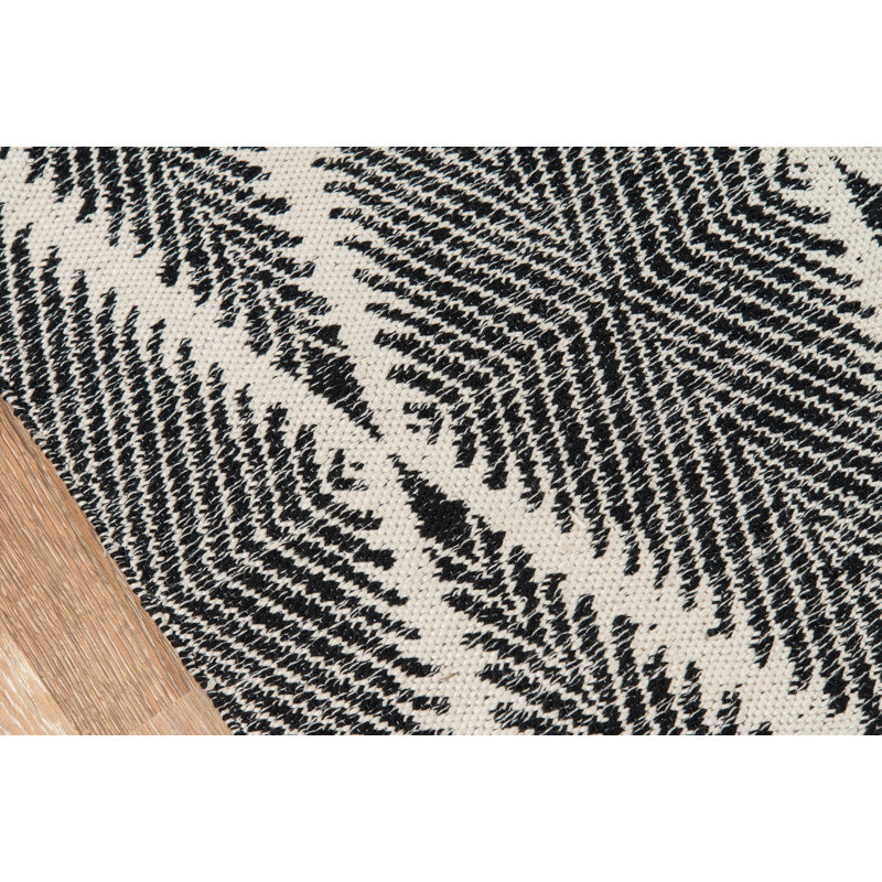 River Geometric Handmade Flatweave Black/Ivory Indoor/Outdoor Area Rug, Rectangle 3'6" x 5'6"