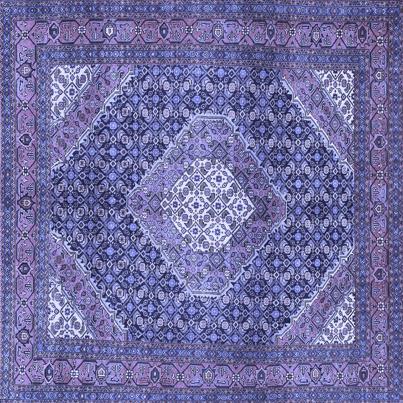 Tapis bleu / mauve oriental tissé à la machine 4 pi x 4 pi tissé à la machine