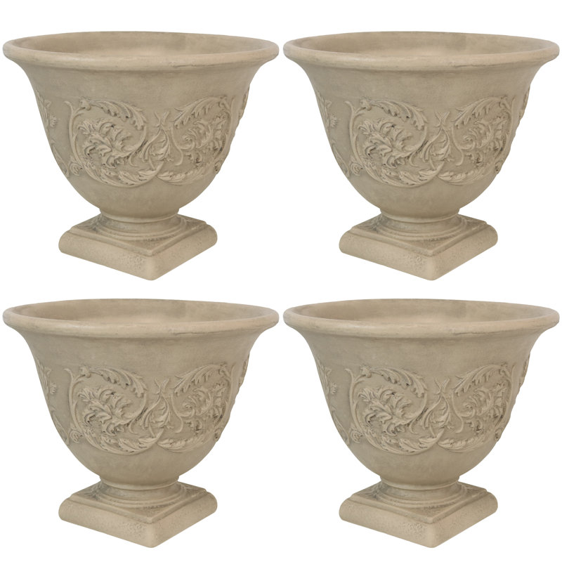 Pot de fleurs d'extérieur rond en polyrésine de 16 po x 16 po x 13 po Darcy, 1, Galet
