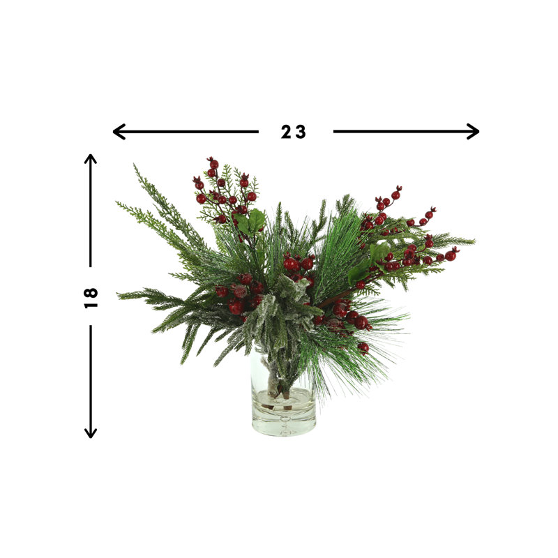 Evergreen and Berry Holiday Arrangement