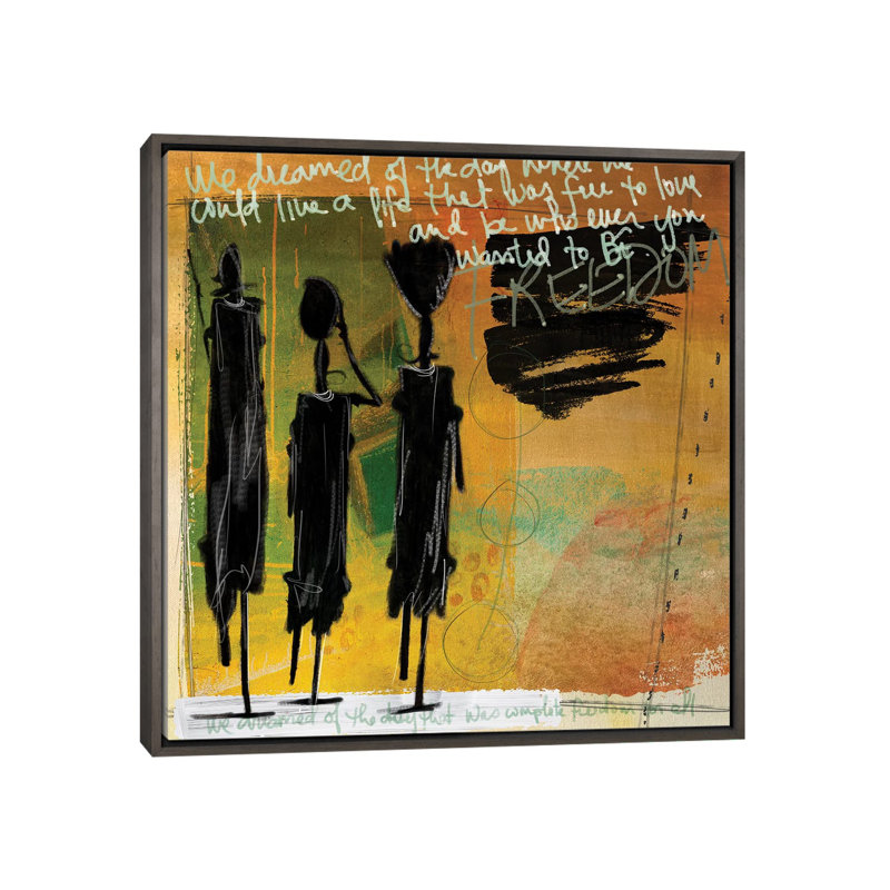 Tribu jaune par Nikki Chu - impression, H 26 po x l 26 po x P 1,5 po, Cadre rustique foncé