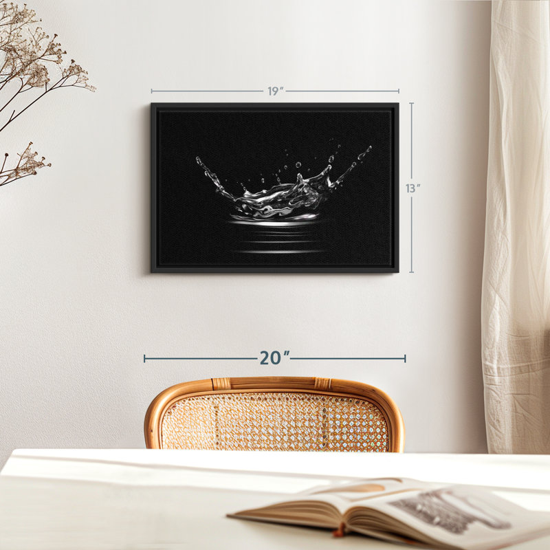 Nature "Art mural éclaboussure d'eau monochrome", H 13 po x l 19 po