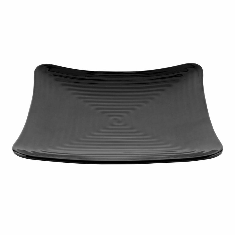 GET Melamine Textured Square Dinner Plate, 10.25", Black