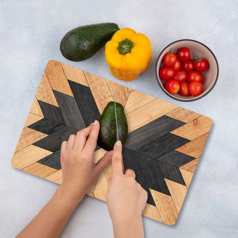 Flourish Tempered Glass Cutting Board, 7.9 x 11.8 inches | 100% Antibacterial, Easy-Clean Surface, Non-Slip Silicone Feet | Perfect for Food Prep & Serving, Durable & Stylish Kitchen Essential, Not Dishwasher Safe