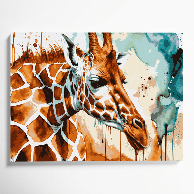 Art mural sur toile girafe, H 20 po x l 24 po