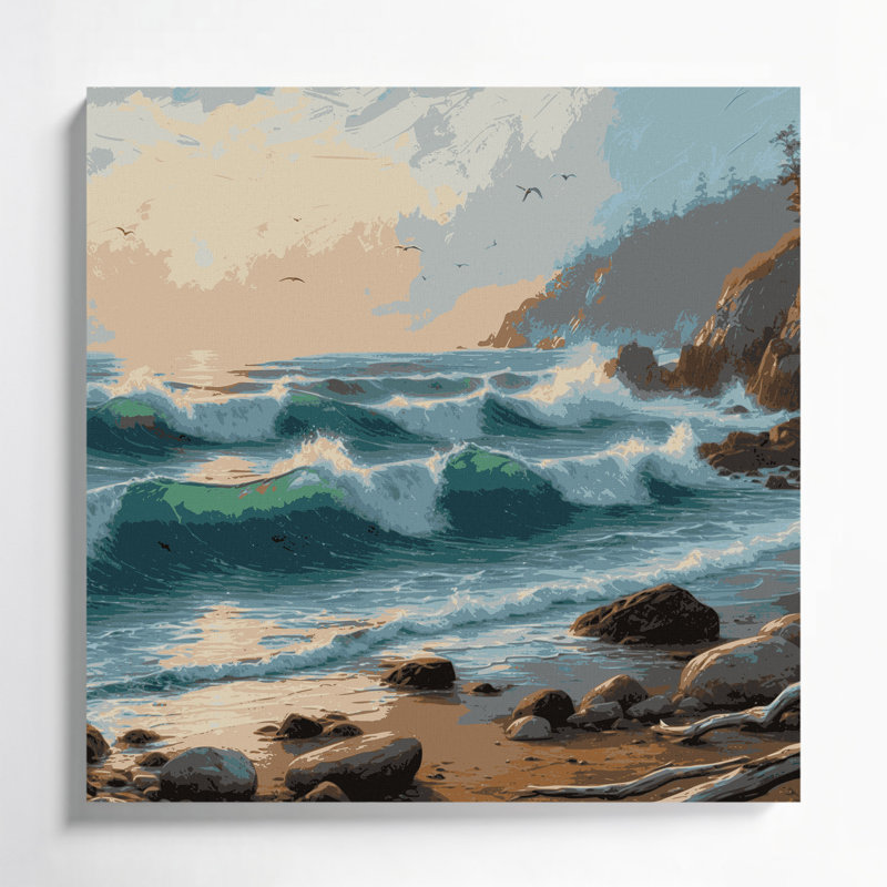 Art mural sur toile Coastal Seaside Escape, H 32 po x l 32 po