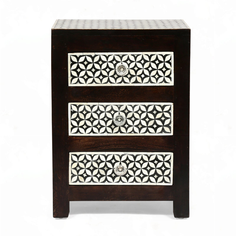 Table de chevet 3 tiroirs en bois