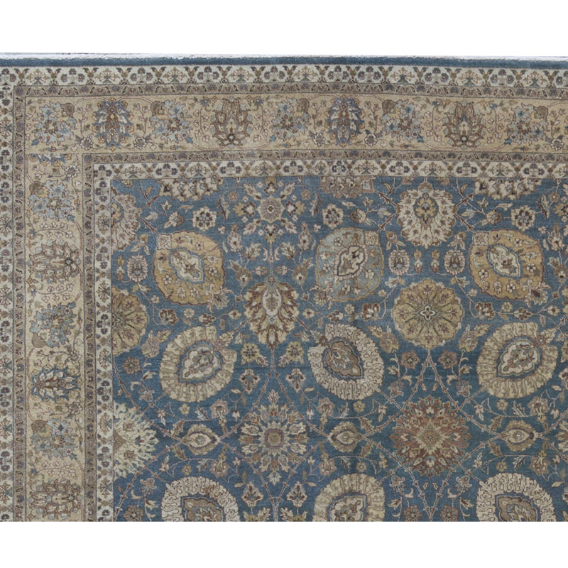 Wool Oriental Area Rug in Blue/Beige
